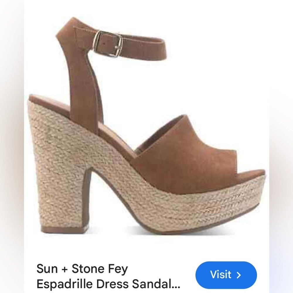 Sun and stone, size 7.5, faux suede, brown, 4" heel, 1.5" platform!​​​